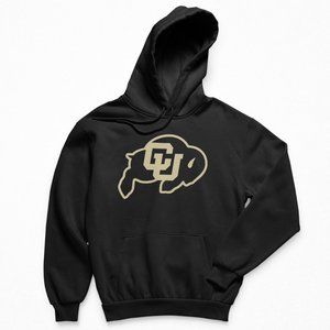 NEW Colorado Buffaloes Monochrome Logo Fleece Pullover Hoodie BLACK